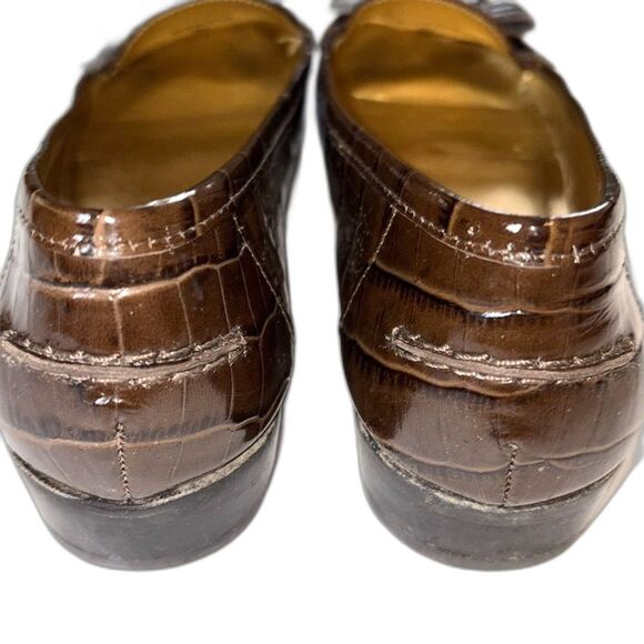 Kate Spade croc embossed patent brown loafer 8 - Picture 3 of 6